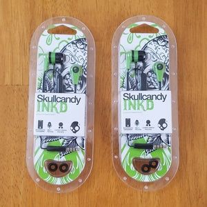 Lot of 2 Green Skullcandy Ink'd Earbuds W Mic
